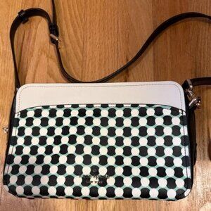 kate spade Teal, Black, and White Pattern Leather Crossbody Camera Bag